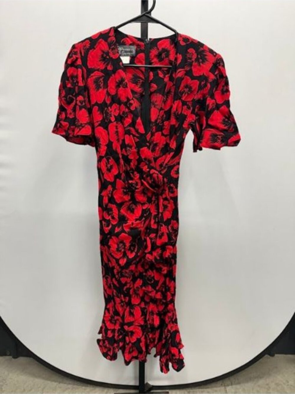 Petites by Secret Vintage Red Floral Print Midi Wrap Dress